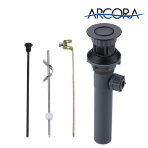 ARCORA Matte Black Bathroom Sink Drain with Overflow & Lift Rod for Vessel Sink