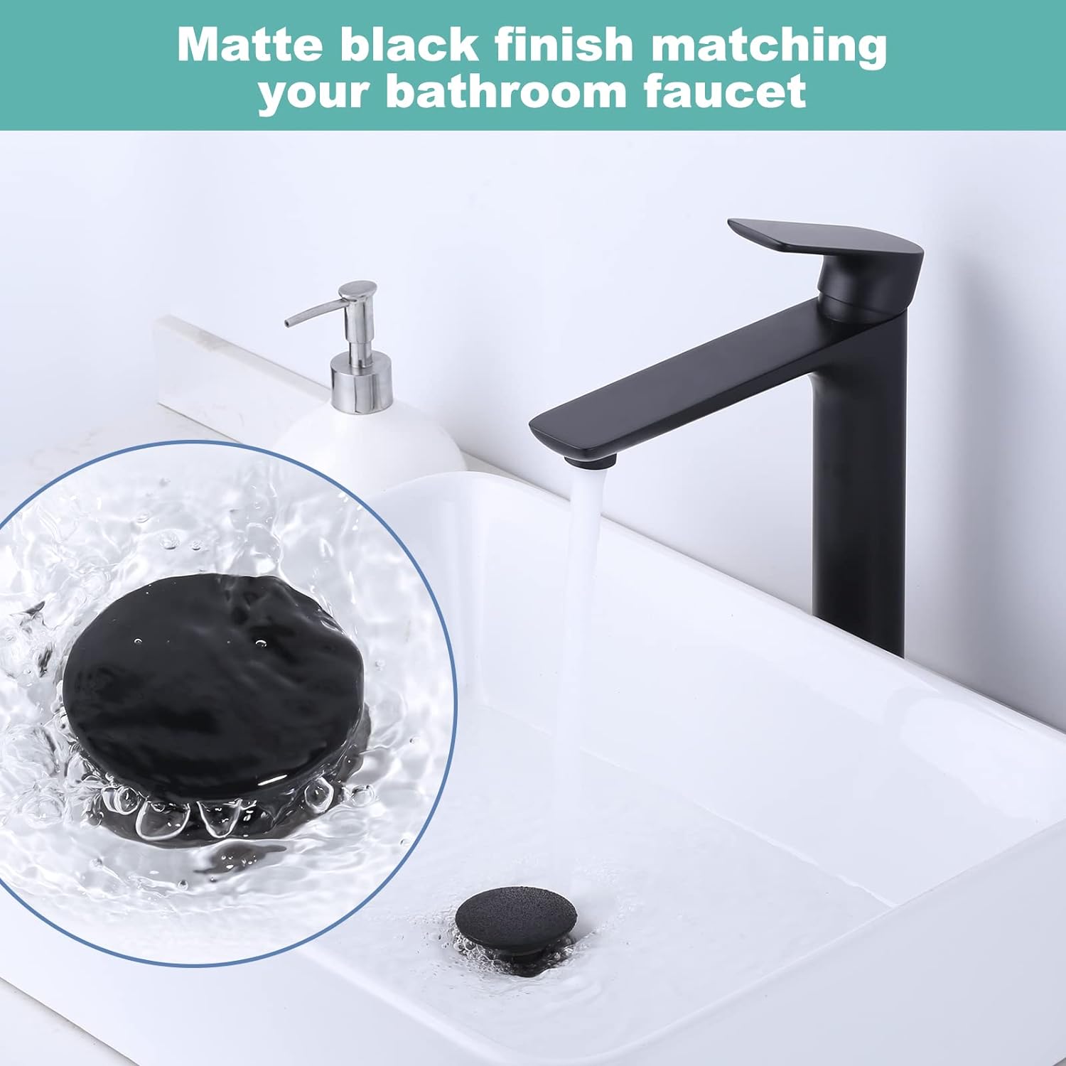 ARCORA Matte Black Bathroom Sink Drain Without Overflow For Vessel Sink