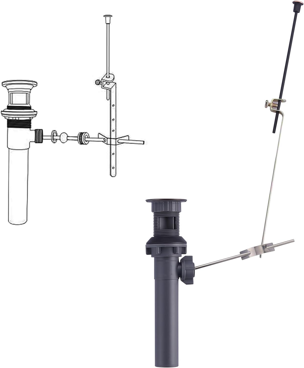 ARCORA Oil Rubbed Bronze Bathroom Sink Drain With Overflow & Lift Rod