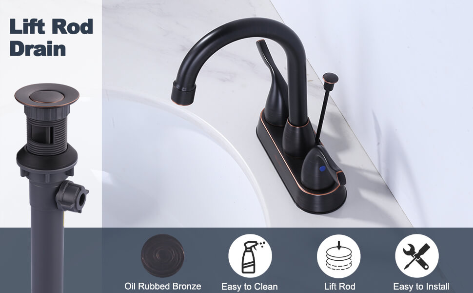 ARCORA Oil Rubbed Bronze Bathroom Sink Drain with Overflow & Lift Rod for Vessel Sink - Bathroom Accessories - 2