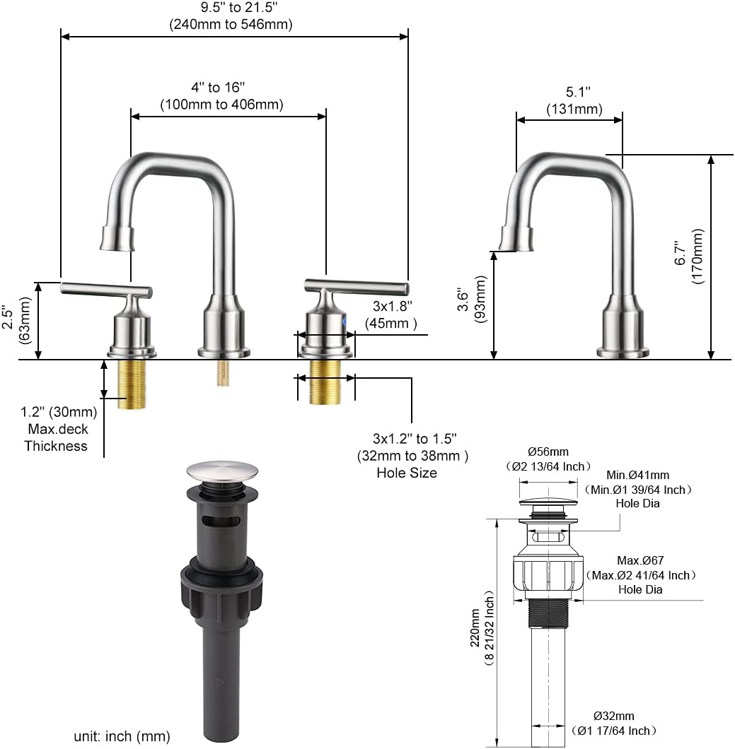 Modern 8 Inch Widespread 3-Hole Bathroom Faucet With 2 Handles | ARCORA FAUCETS