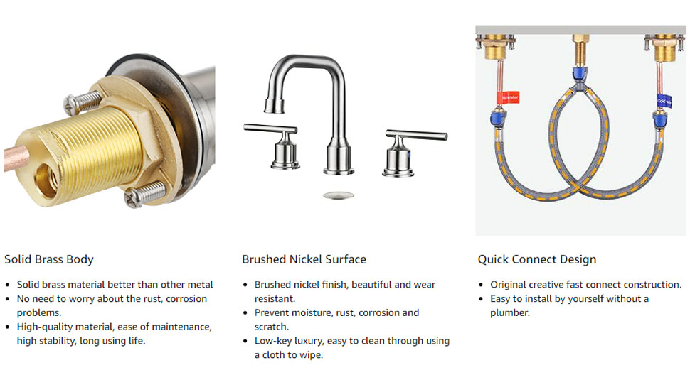 Modern 8 Inch Widespread 3-Hole Bathroom Faucet with 2 Handles - Widespread Bathroom Faucets - 3