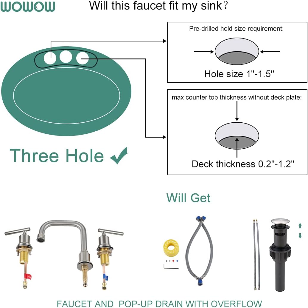 Modern 8 Inch Widespread 3-Hole Bathroom Faucet With 2 Handles | ARCORA ...