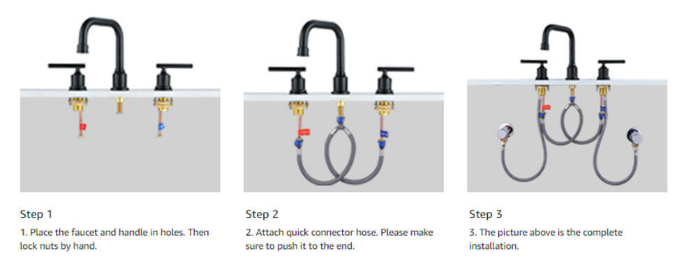 8 inch Matte Black Widespread Bathroom Faucet with 3 hole & 360° Swivel Spout - Widespread Bathroom Faucets - 4
