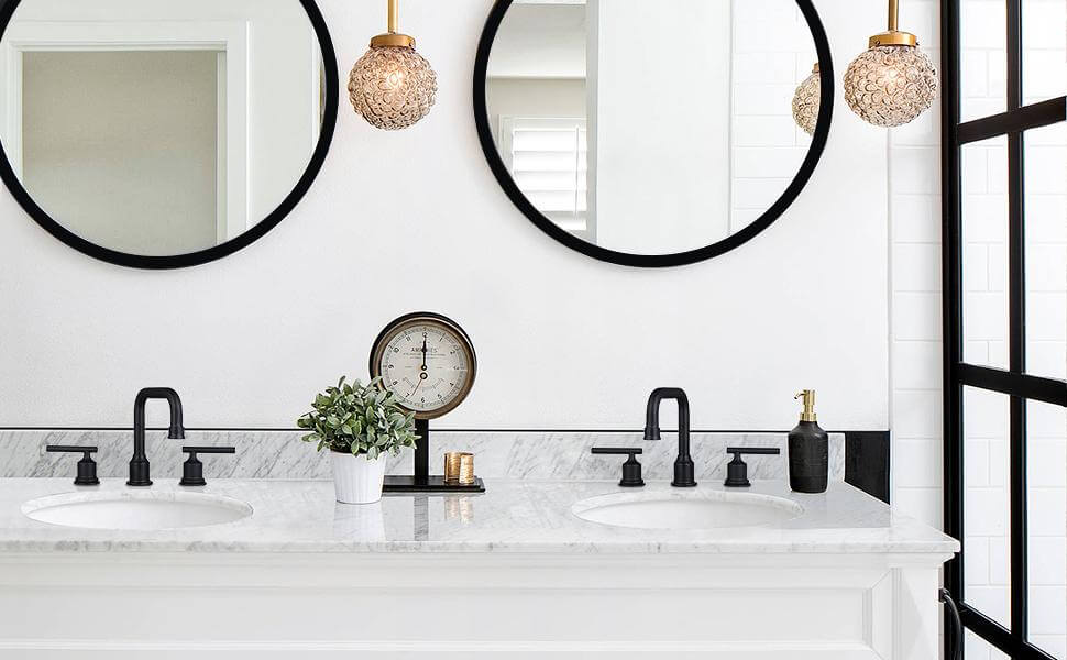 8 inch Matte Black Widespread Bathroom Faucet with 3 hole & 360° Swivel Spout - Widespread Bathroom Faucets - 1