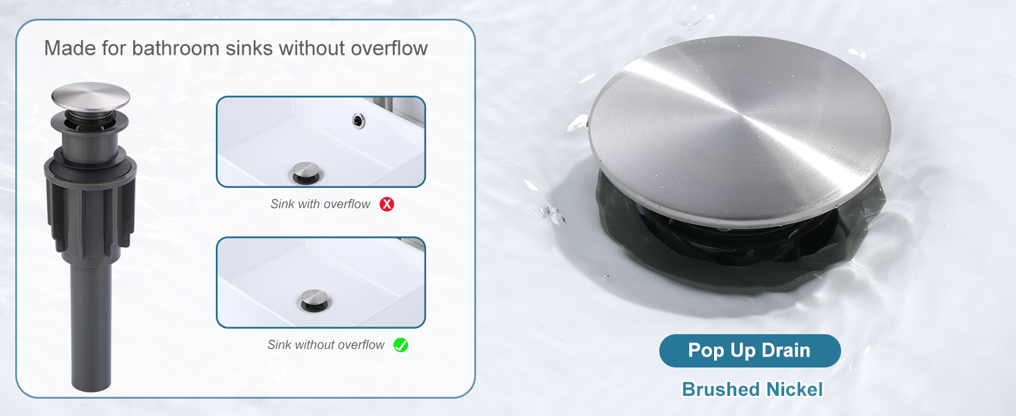 ARCORA Brushed Nickel Single Handle Vessel Sink Faucet with Pop Up Drain and Supply Lines - Single Handle Bathroom Faucets - 5