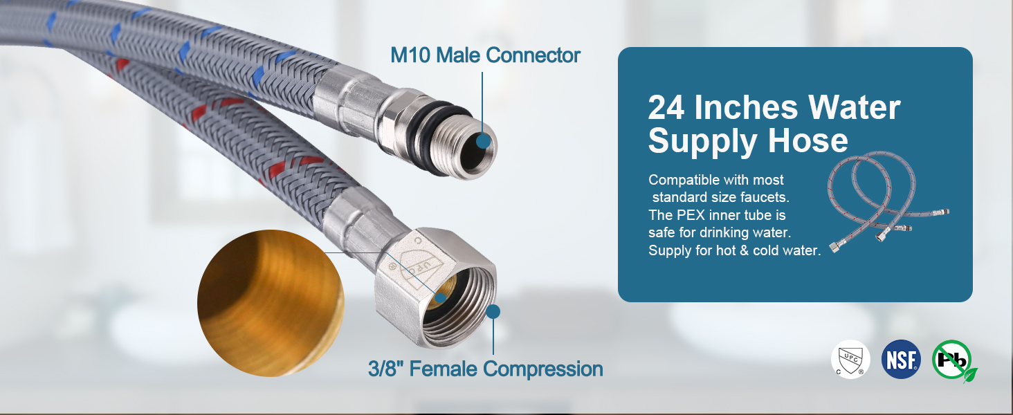 ARCORA Black & Gold Single Handle Vessel Sink Faucet with Pop Up Drain and Supply Lines - Single Handle Bathroom Faucets - 5