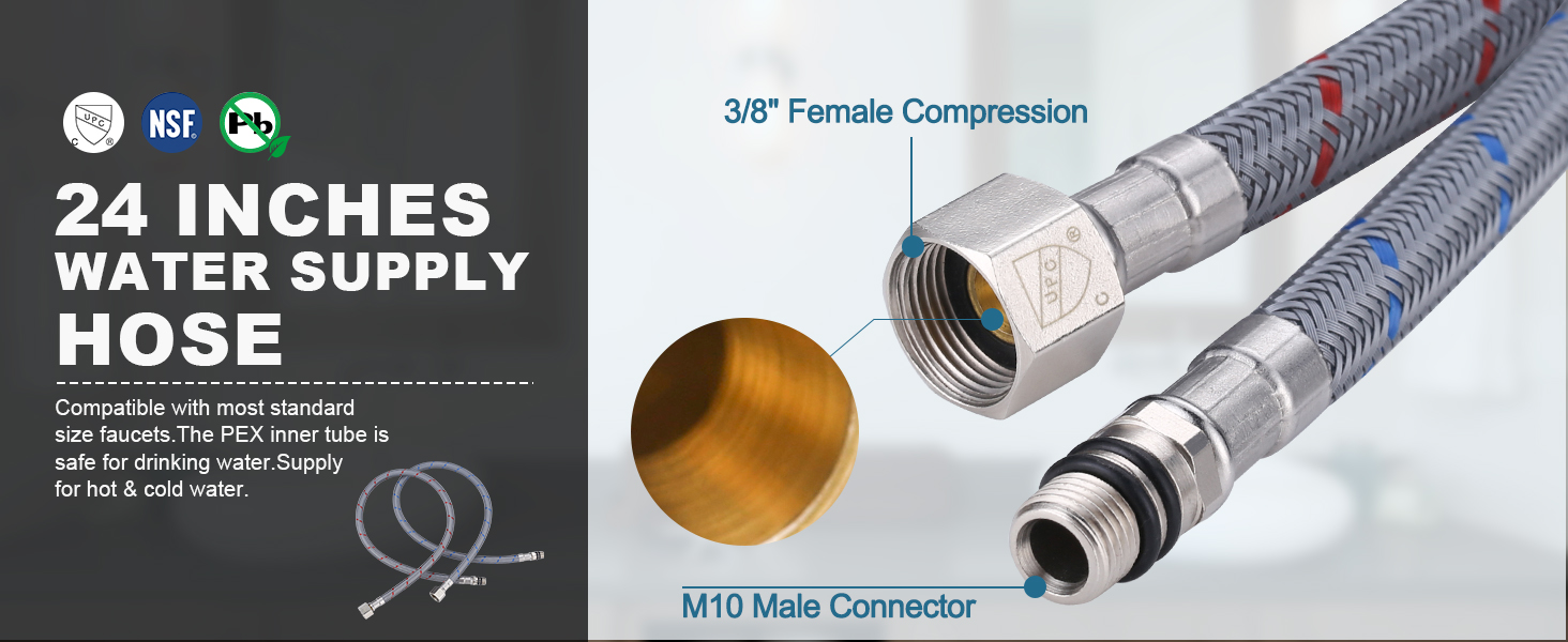 ARCORA Single Handle Matte Black Vessel Sink Faucet with Pop Up Drain and Supply Lines - Hot Bathroom Faucets - 6