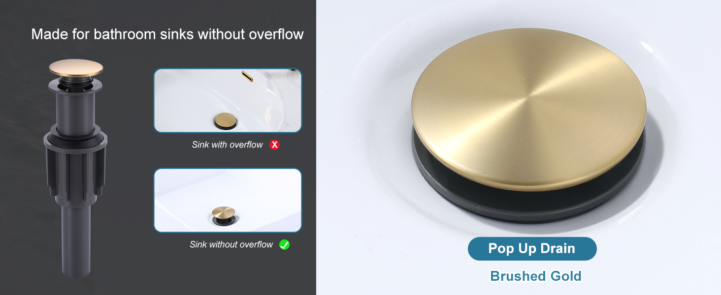 ARCORA Brushed Gold Vessel Sink Faucet with Pop Up Drain and Supply Lines - Single Handle Bathroom Faucets - 5