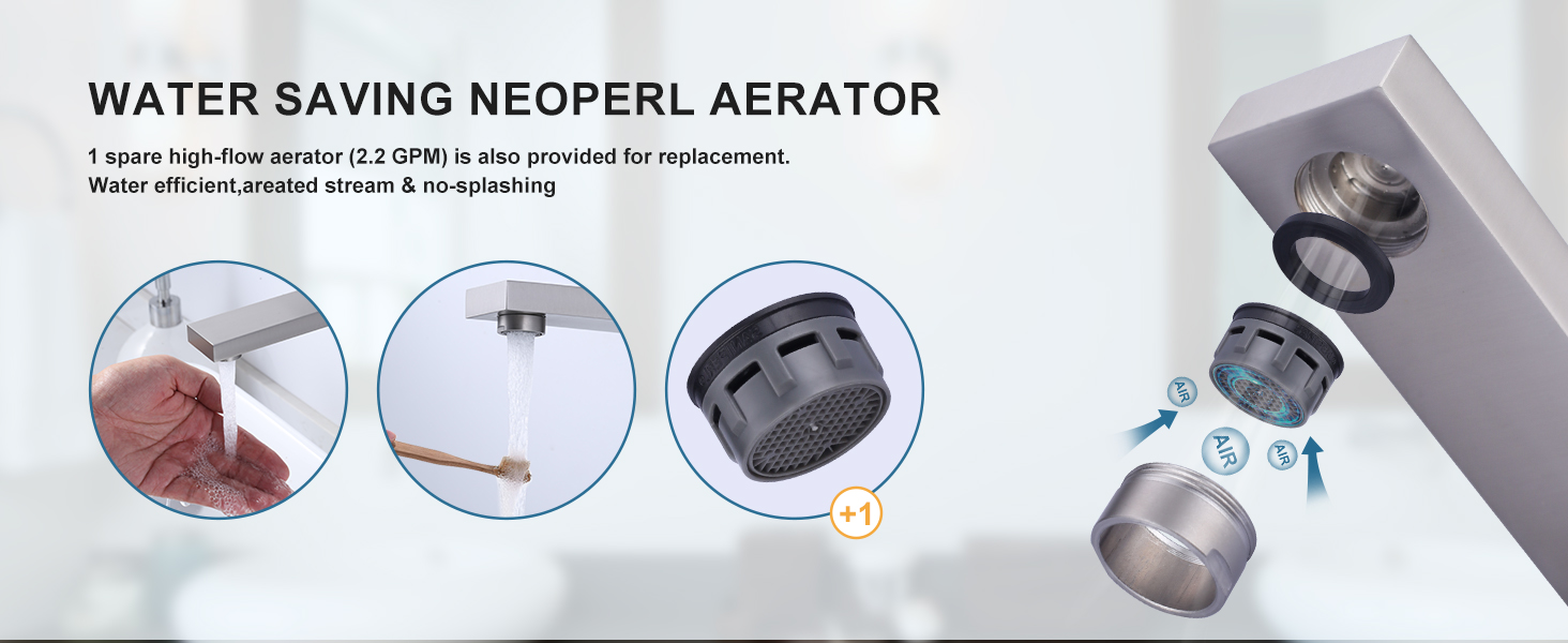 ARCORA Brushed Nickel Single Handle Vessel Sink Faucet with Pop Up Drain and Supply Lines - Single Handle Bathroom Faucets - 3