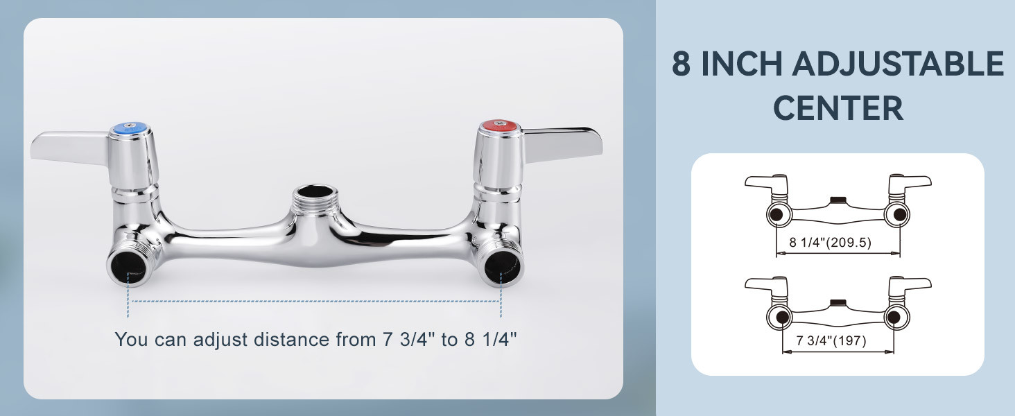 Arcora Commercial Chrome Kitchen Faucet Wall Mount with Pre-Rinse Sprayer - Hot Kitchen Faucets - 6