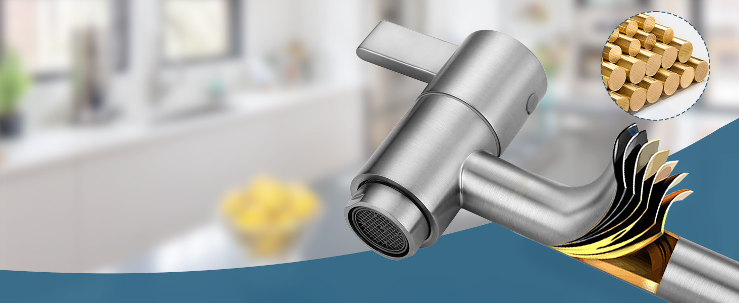 ARCORA Brushed Nickel Deck Mounted Solid Brass Pot Filler Kitchen Folding Faucet - Pot Filler Kitchen Faucets - 5