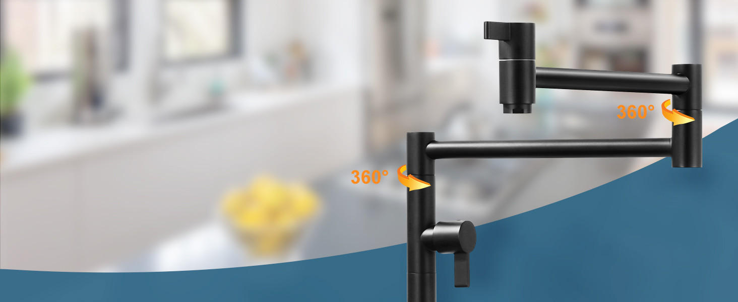 ARCORA Deck Mounted Solid Brass Pot Filler Matte Black Kitchen Folding Faucet - Pot Filler Kitchen Faucets - 6