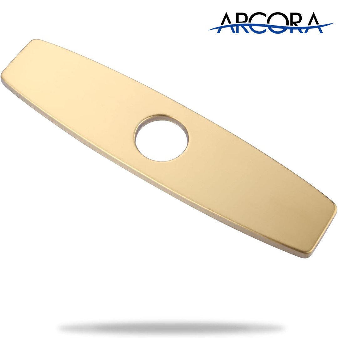 ARCORA 9.6 Inch Brushed Gold Faucet Hole Cover Stainless Steel Deck Plate for 1 or 3 Hole