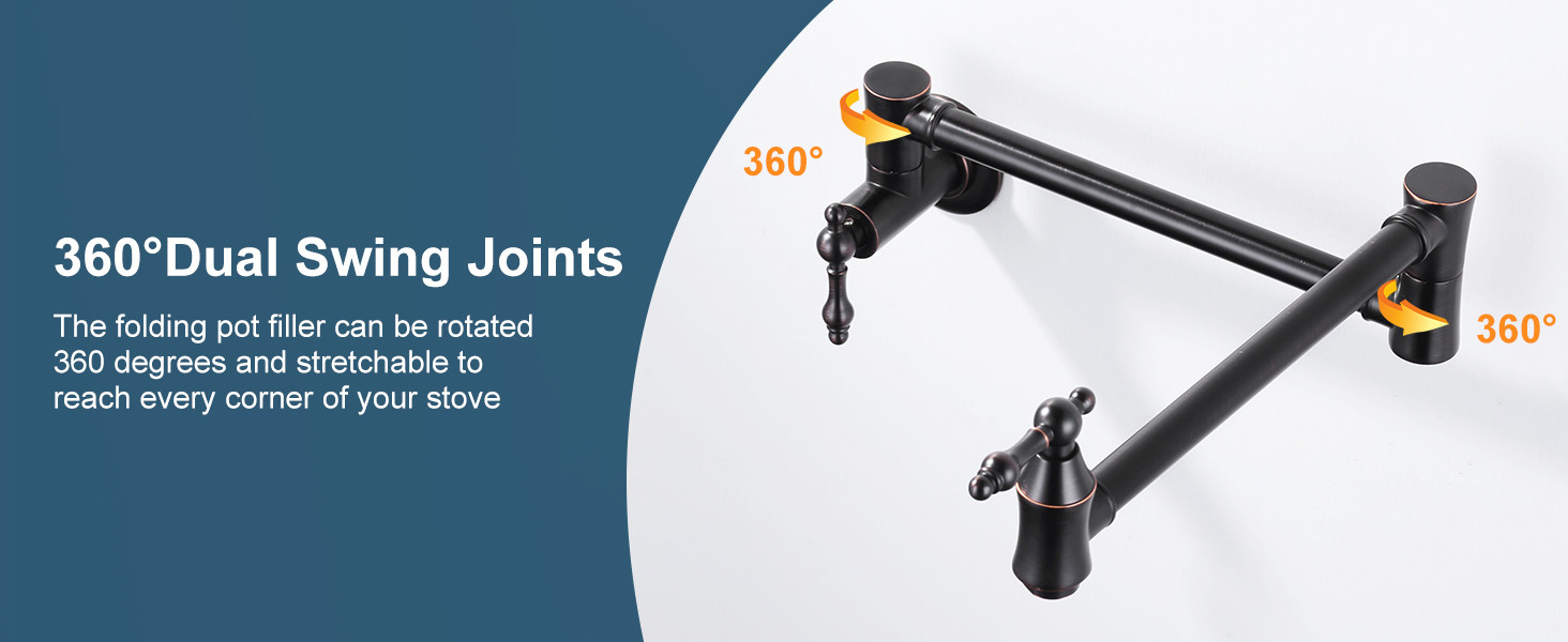 ARCORA Modern Oil Rubbed Bronze Wall Mount Pot Filler Commercial Kitchen Faucet Over Stove - Pot Filler Kitchen Faucets - 7