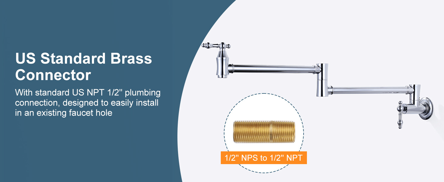 ARCORA Traditional Chrome Wall Mount Pot Filler Commercial Kitchen Faucet Over Stove - Pot Filler Kitchen Faucets - 3