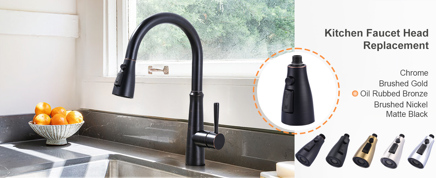 ARCORA 3-Function Oil Rubbed Bronze Kitchen Faucet Spray Head Replacement with 9 Adapters - Faucet Accessories - 3