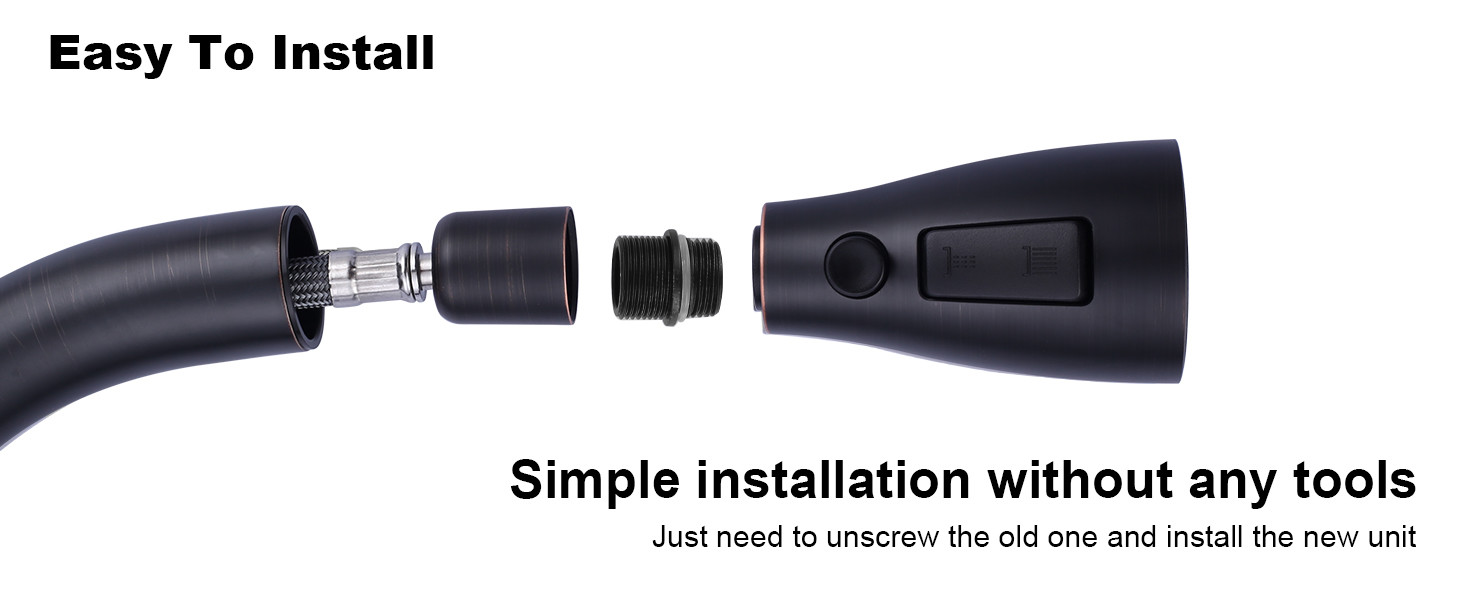 ARCORA 3-Function Oil Rubbed Bronze Kitchen Faucet Spray Head Replacement with 9 Adapters - Faucet Accessories - 8