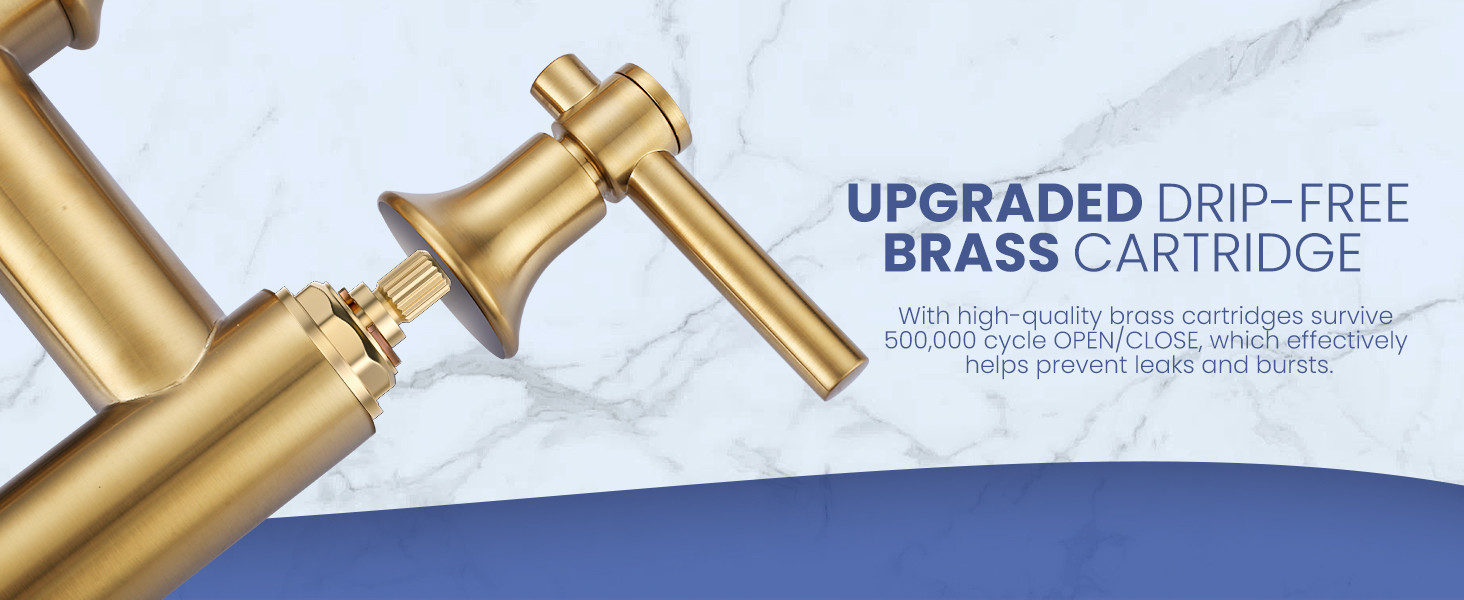 ARCORA 8 Inch Centerset Brushed Gold Farmhouse Bridge Kitchen Faucet with Pull Down Sprayer - Hot Kitchen Faucets - 5