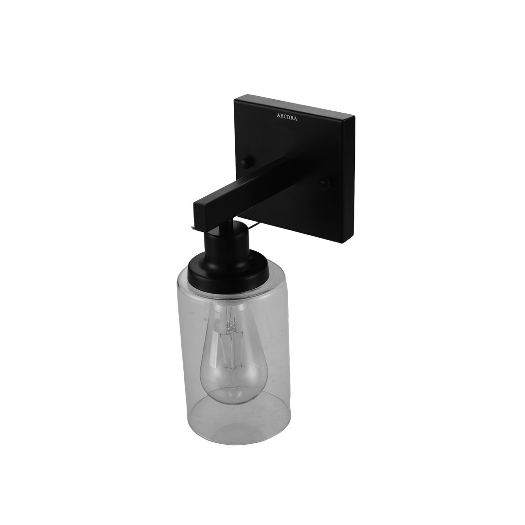 ARCORA 1-Light Matte Black Bathroom Light with Clear Glass Shade for Hallway Farmhouse Bedroom Living Room