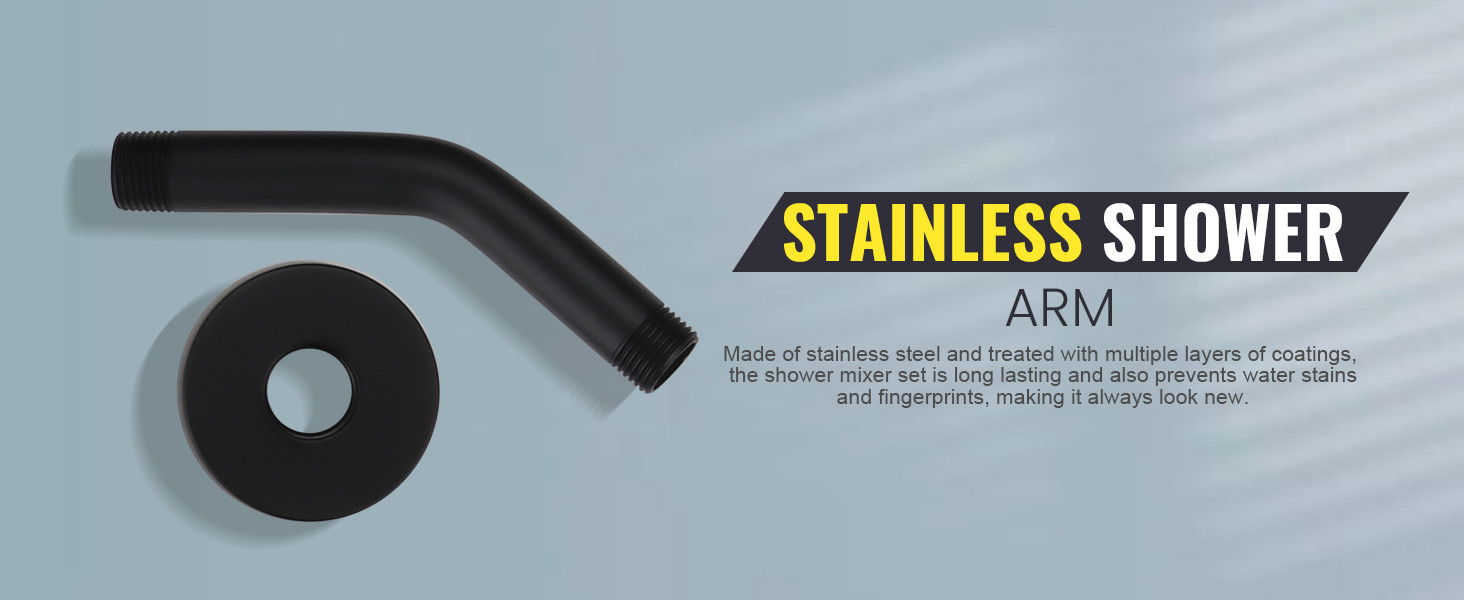 ARCORA Matte Black Wall Mounted Shower System with 6-Inch Rain Shower Head and Tub Spout - Shower Faucets - 10