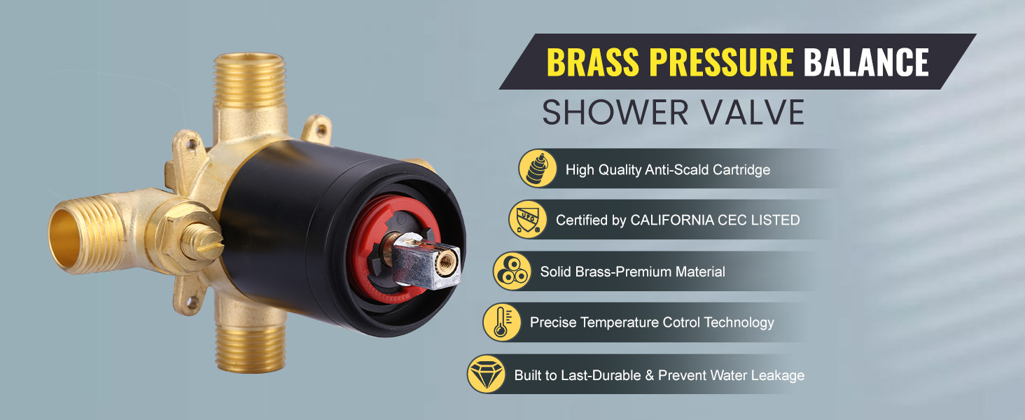 ARCORA Matte Black Wall Mounted Shower System with 6-Inch Rain Shower Head and Tub Spout - Shower Faucets - 8