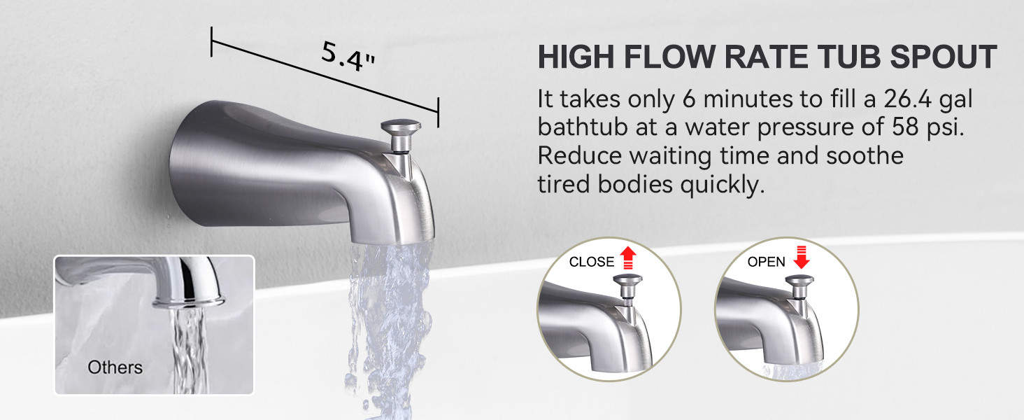 ARCORA Brushed Nickel Wall Mounted Shower System with 6-Inch Rain Shower Head and Tub Spout - Shower Faucets - 6