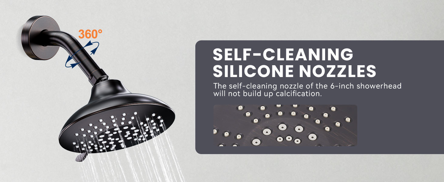 ARCORA Oil Rubbed Bronze Wall Mounted Shower System with 6-Inch Rain Shower Head and Tub Spout - Shower Faucets - 6