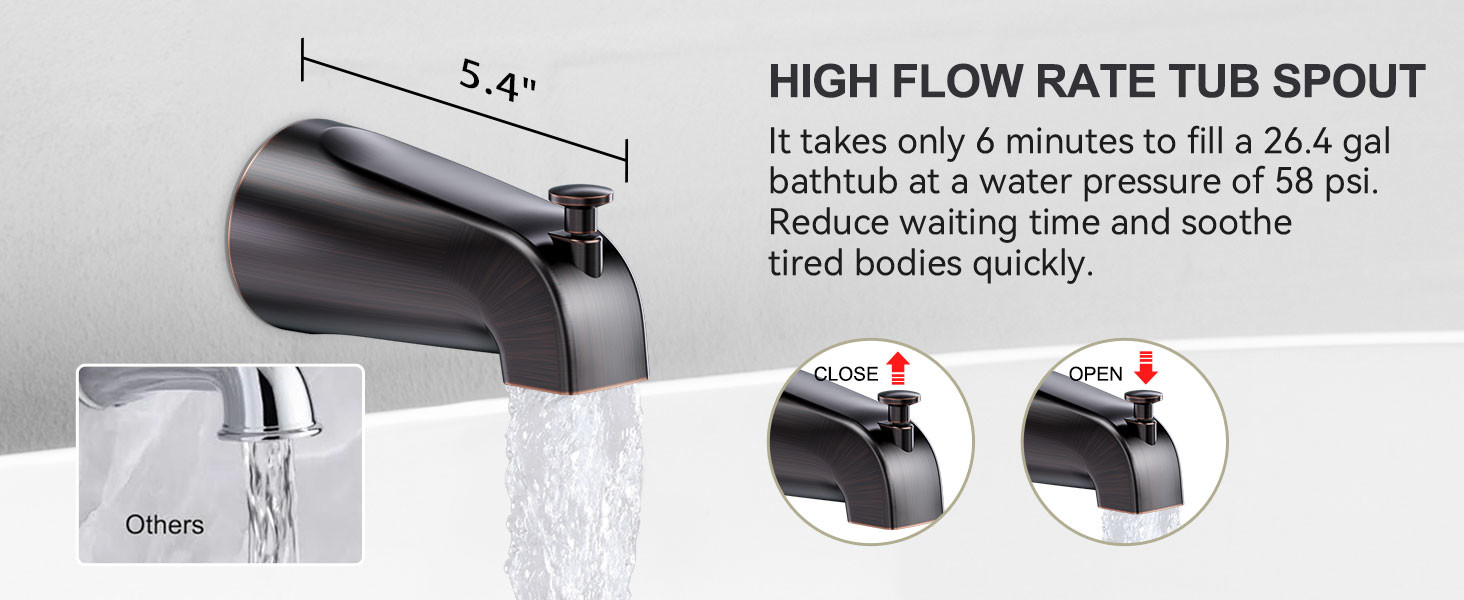 ARCORA Oil Rubbed Bronze Wall Mounted Shower System with 6-Inch Rain Shower Head and Tub Spout - Shower Faucets - 5