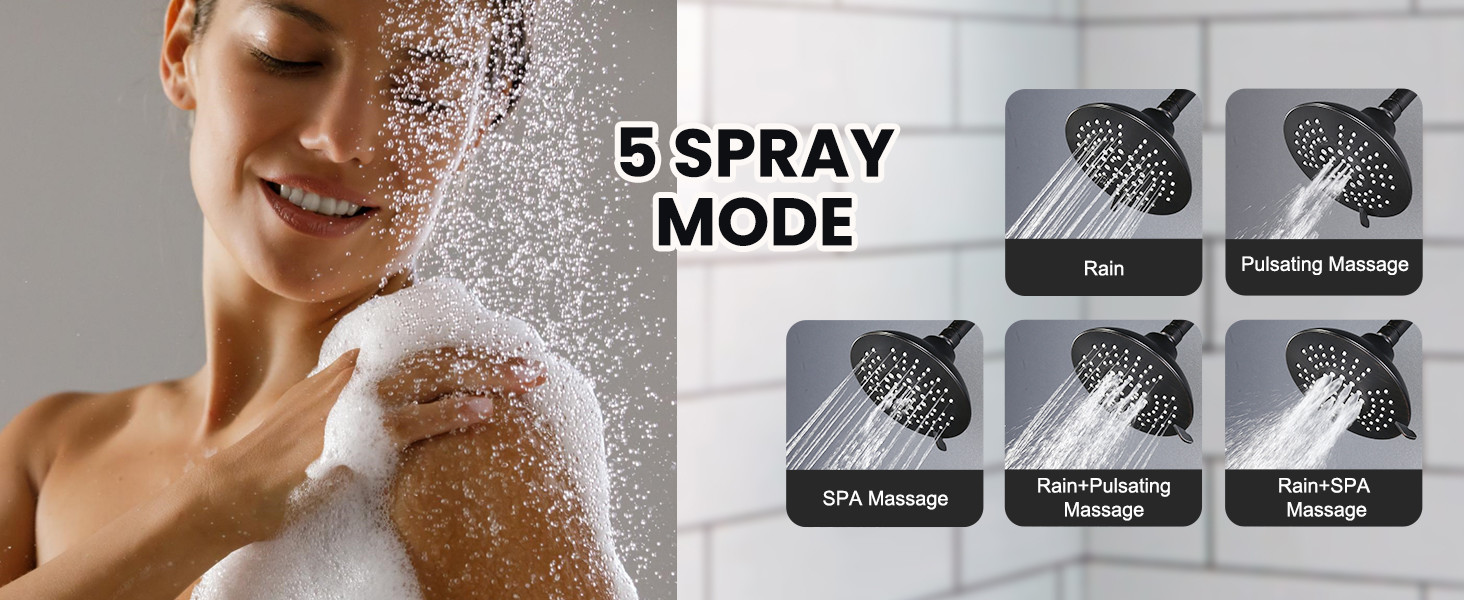 ARCORA Oil Rubbed Bronze Wall Mounted Shower System with 6-Inch Rain Shower Head and Tub Spout - Shower Faucets - 3