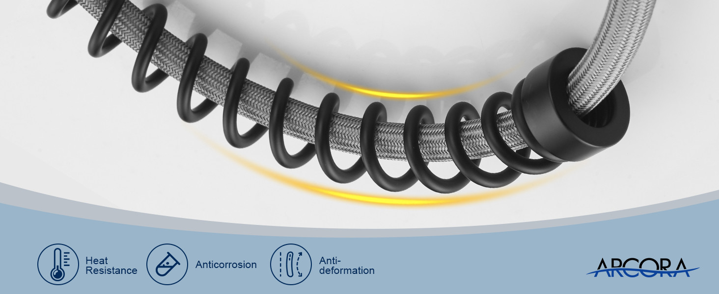 ARCORA Matte Black 3 Mode Commercial Pull Down Kitchen Sink Faucet with Deck Plate for 1 or 3 Hole - Pull Down Kitchen Faucets - 3