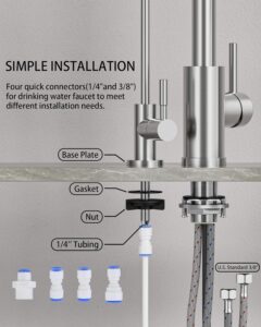 ARCORA Brushed Nickel Commercial Pull Down Kitchen Sink Faucet and Water Filter Faucet Combo