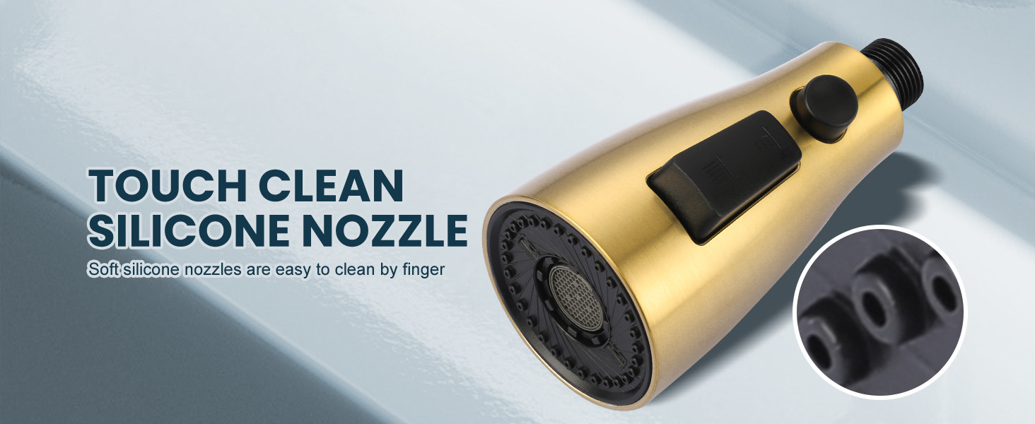 ARCORA Brushed Gold 3-Function Pull Down Spray Head Replacement with 9 Adapters Compatible with Moen, Delta, American Standard Faucets - Faucet Accessories - 8