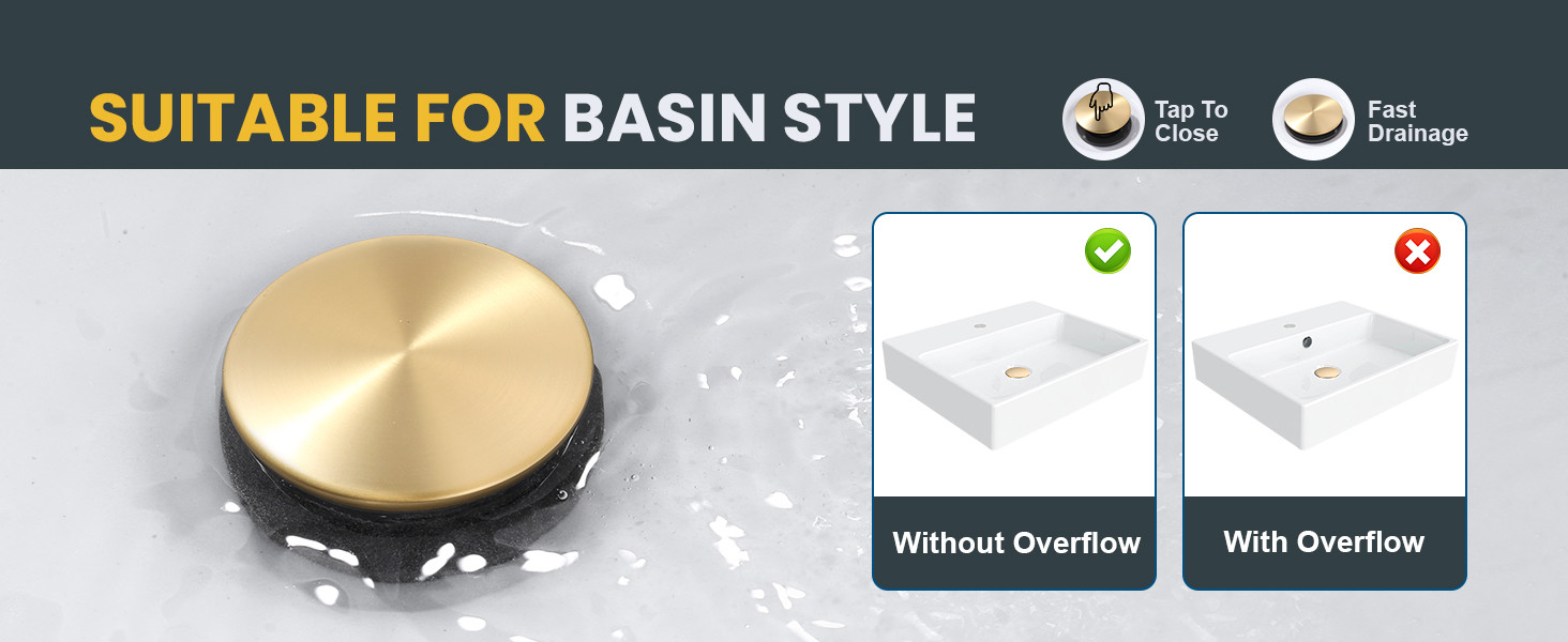 ARCORA Brushed Gold Single Handle Tall Waterfall Bathroom Faucet with Pop Up Drain and cUPC Supply Lines - Single Handle Bathroom Faucets - 4