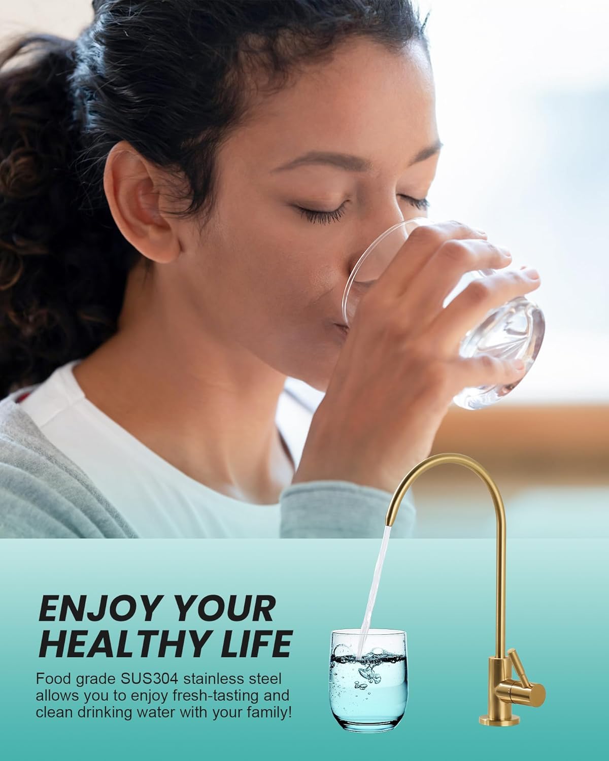ARCORA Brushed Gold Pull Down Spring Kitchen Faucets with Water Filter ...