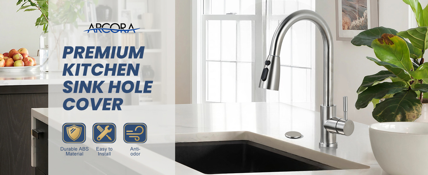 ARCORA Brushed Nickel Premium Kitchen Sink Hole Cover for Soap Dispenser Sprayer - Faucet Accessories - 2