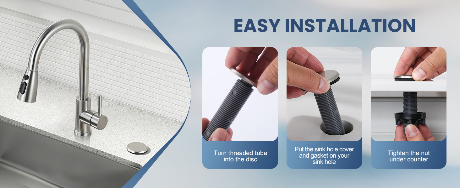 ARCORA Brushed Nickel Premium Kitchen Sink Hole Cover for Soap Dispenser Sprayer - Faucet Accessories - 5