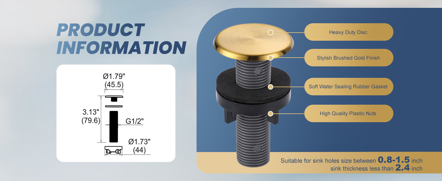 ARCORA Brushed Gold Premium Kitchen Sink Hole Cover for Soap Dispenser Sprayer - Faucet Accessories - 3