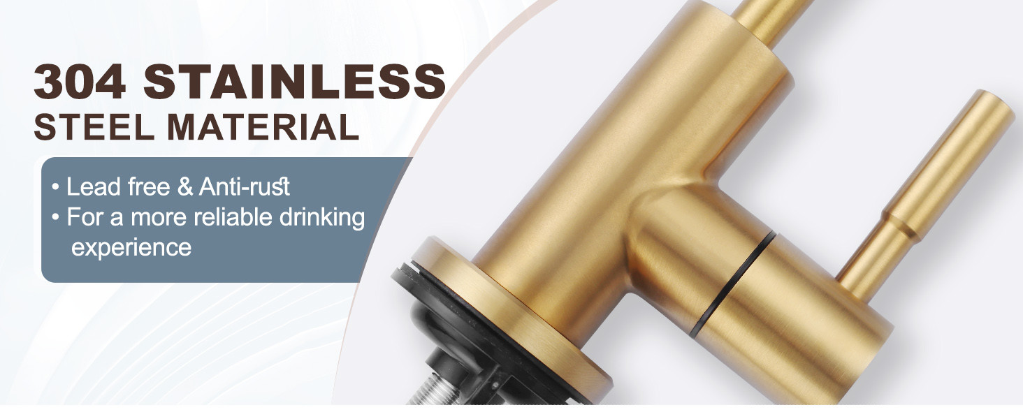 ARCORA Brushed Gold Stainless Steel Kitchen Water Filter Faucet RO Faucet for Most Reverse Osmosis Units - Faucet Accessories - 4