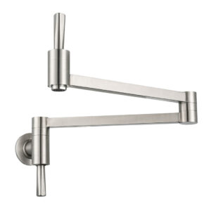 Commercial Wall Mounted Pot Filler Faucet with Lever Handle in Brushed Nickel