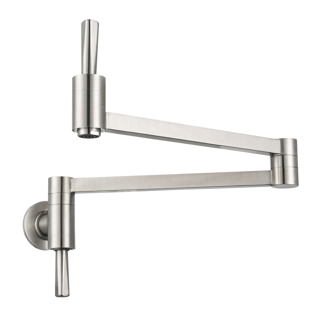 Commercial Wall Mounted Pot Filler Faucet with Lever Handle in Brushed Nickel