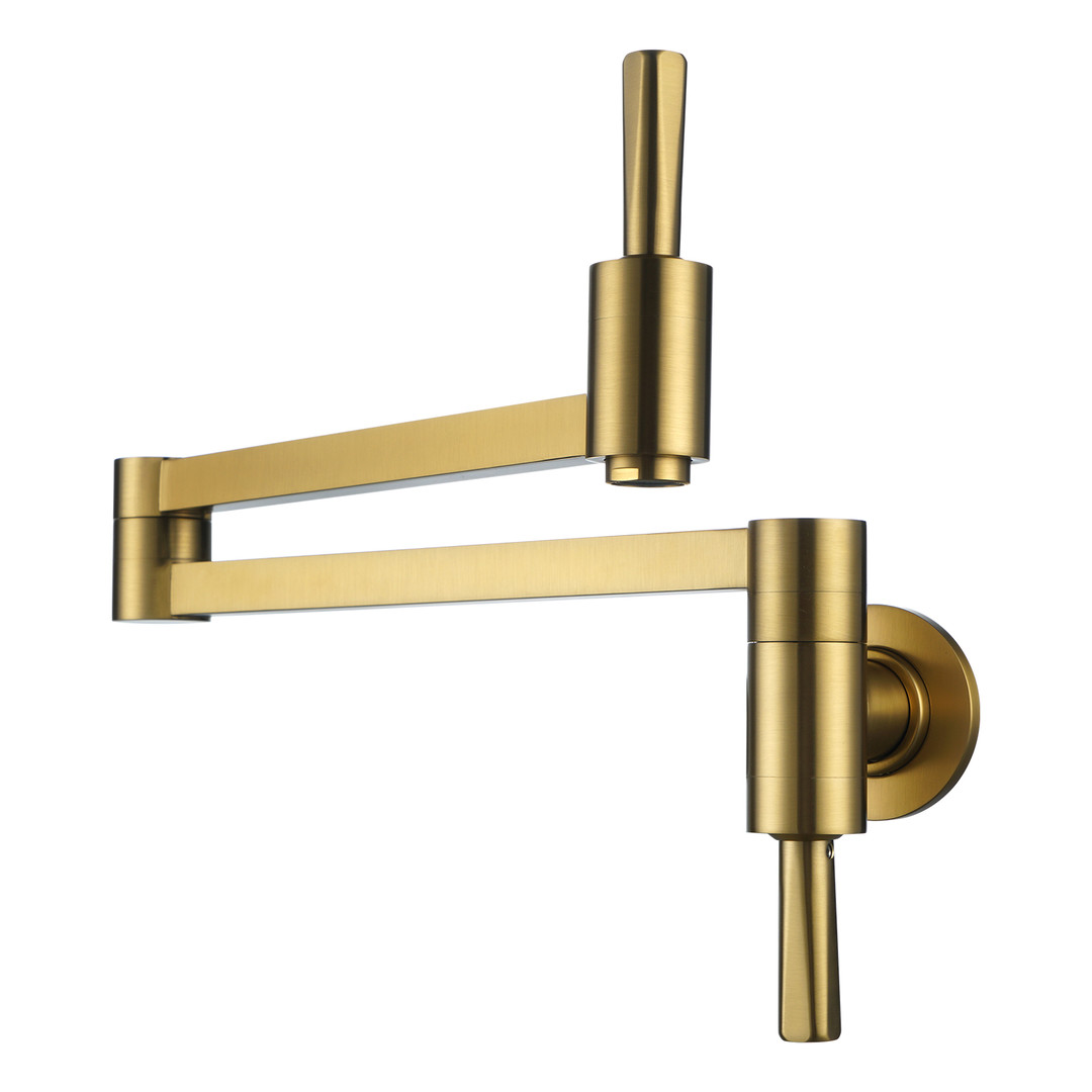 Commercial Wall Mounted Pot Filler Faucet with Lever Handle in Gold