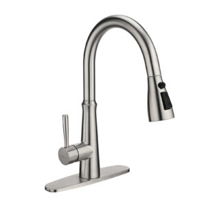 Single Handle High Arc Pull Down Sprayer Kitchen Faucet in Brushed Nickel