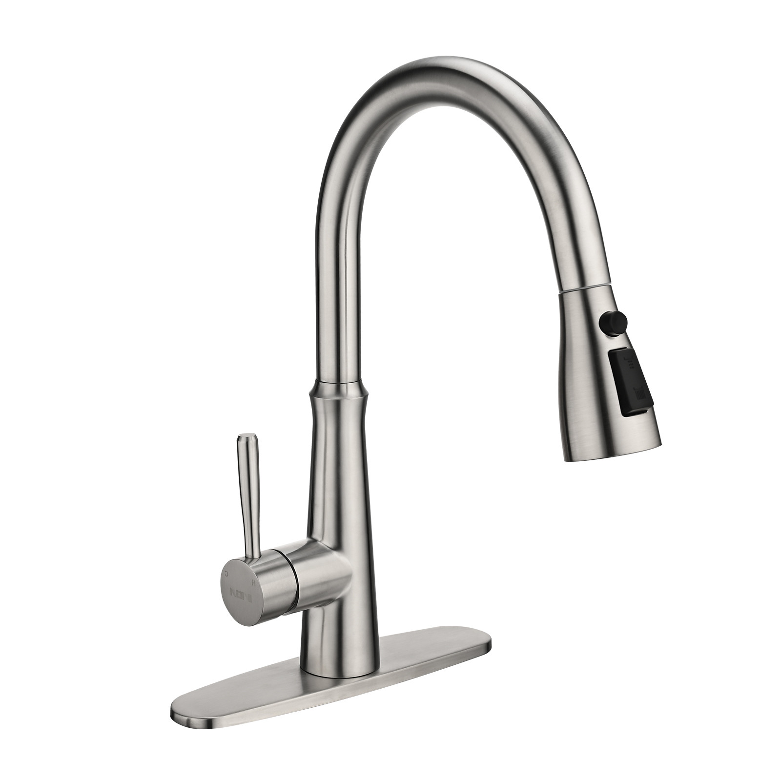 Single Handle High Arc Pull Down Sprayer Kitchen Faucet in Brushed Nickel