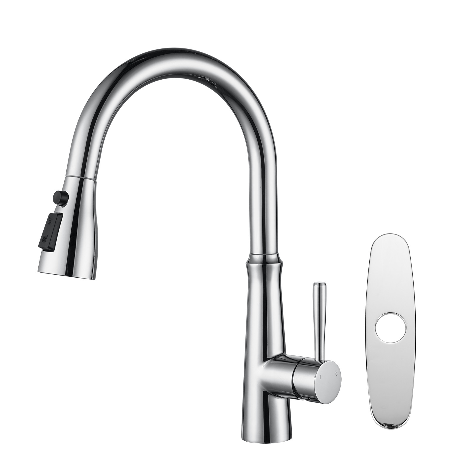 Single Handle High Arc Pull Down Sprayer Kitchen Faucet in Chrome