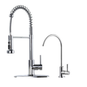 19 in. 360 Spout Swivel Pull Out Sprayer Kitchen Faucet with Water Filter Faucet in Chrome