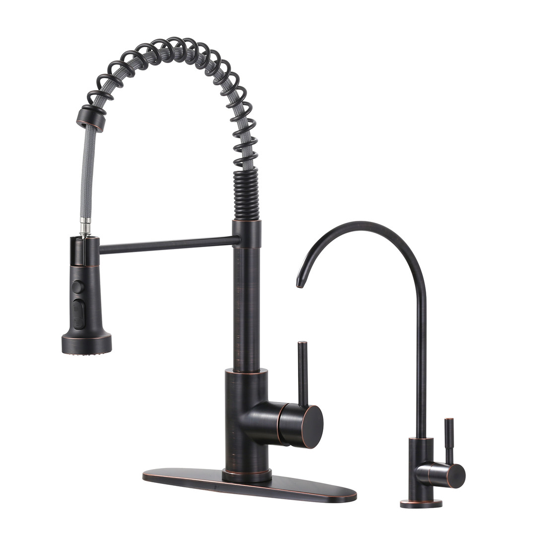 19 in. 360 Spout Swivel Pull Out Sprayer Kitchen Faucet with Water Filter Faucet in Oil Rubbed Bronze