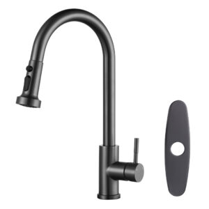 Single-Handle High Arc Sink Faucet with Pull Down Sprayer in Black Stainless