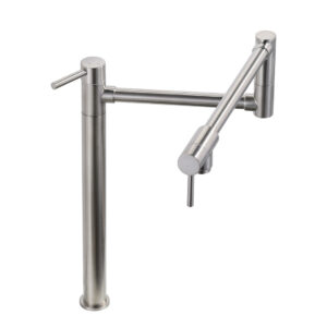 Pot Filler Faucet Deck Mount in Brushed Nickel, Solid Brass Pot Filler Folding Faucet