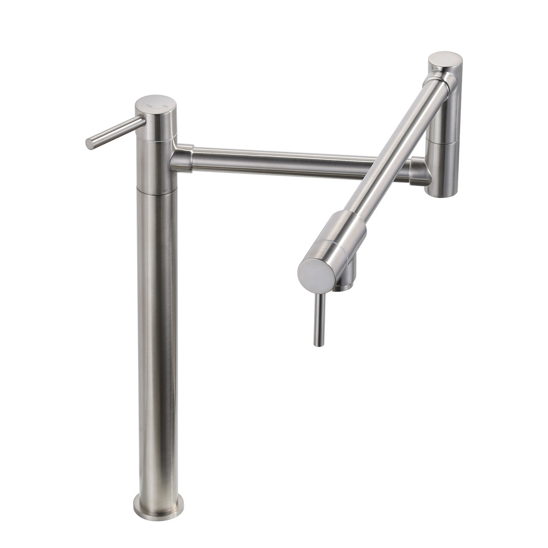 Pot Filler Faucet Deck Mount in Brushed Nickel, Solid Brass Pot Filler Folding Faucet